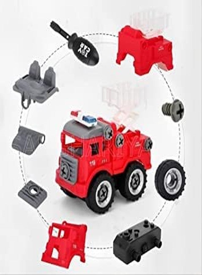 RAHU Fire Rescue Vehicle Set Toy 4 Pack Truck Set with 1 Screwdriver Tools, Truck Set - Image 4
